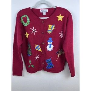 Milano Design Group Women’s Large Red Christmas Sweater With Appliqués